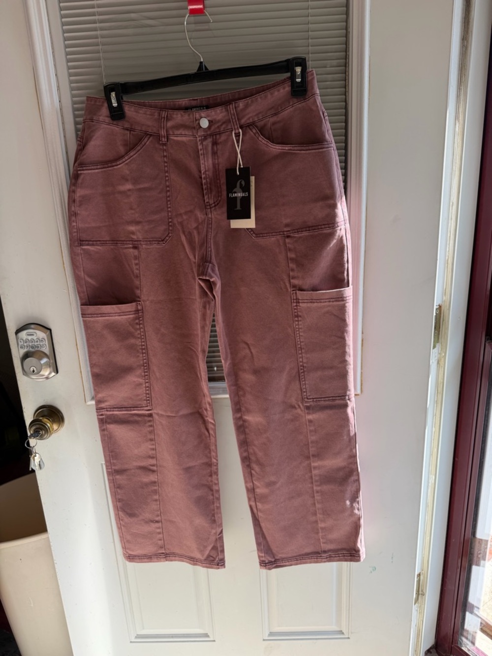 Women's Straight-Leg Utility Jeans in Dusty Rose X/L 12/14
